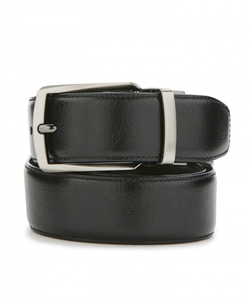 Perry Ellis Park Slope Leather Belt Black | 785GRDKMO