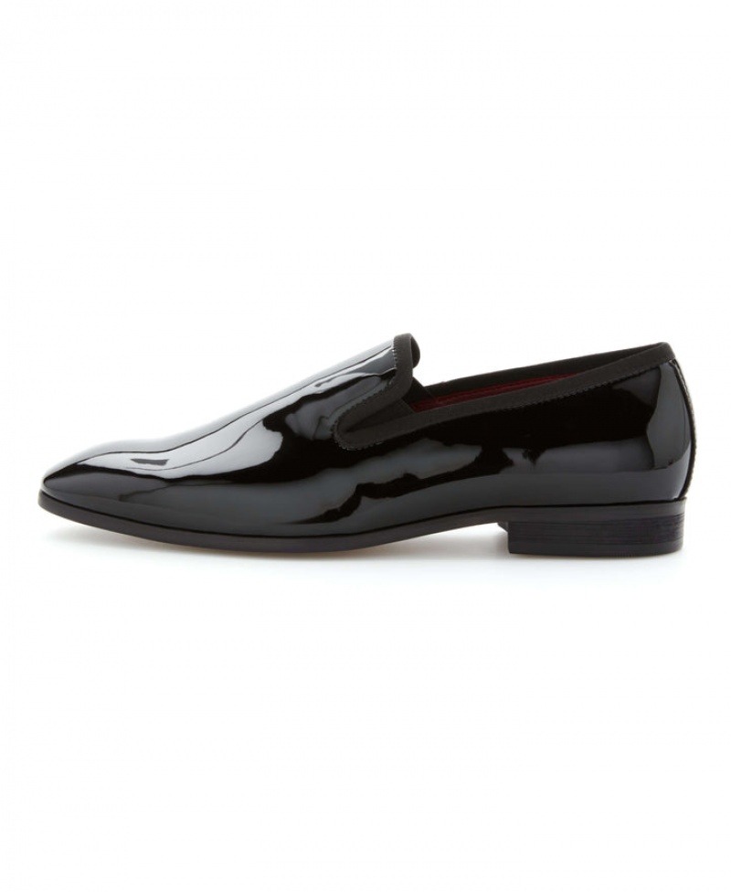 Perry Ellis Patent Leather Slip-On Shoes Black | 238MGXIRF