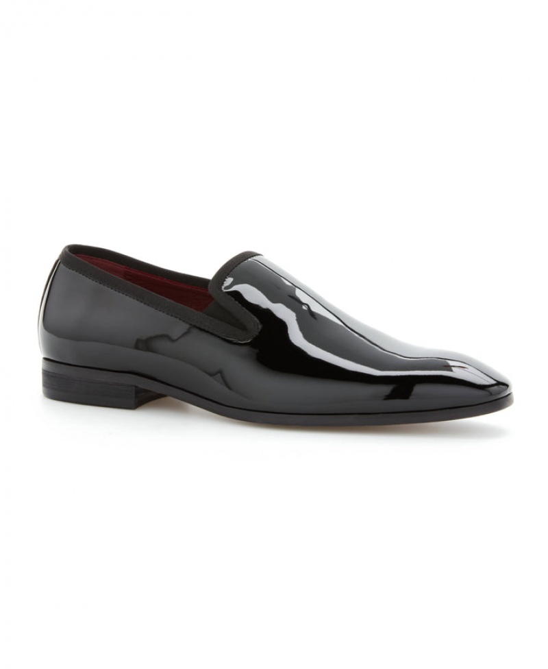 Perry Ellis Patent Leather Slip-On Shoes Black | 238MGXIRF