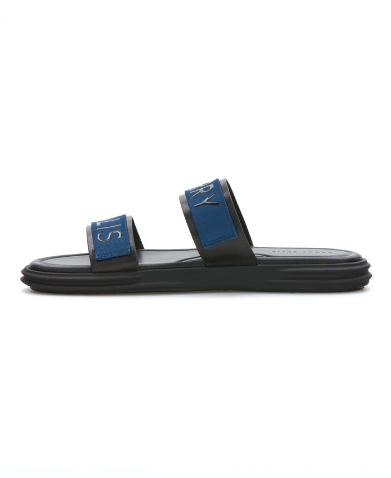 Perry Ellis Perry Ellis Logo Sandals Black/Navy | 859GKXFJC