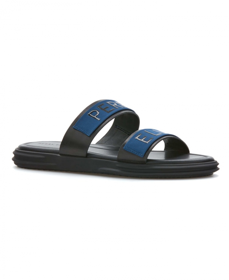 Perry Ellis Perry Ellis Logo Sandals Black/Navy | 859GKXFJC