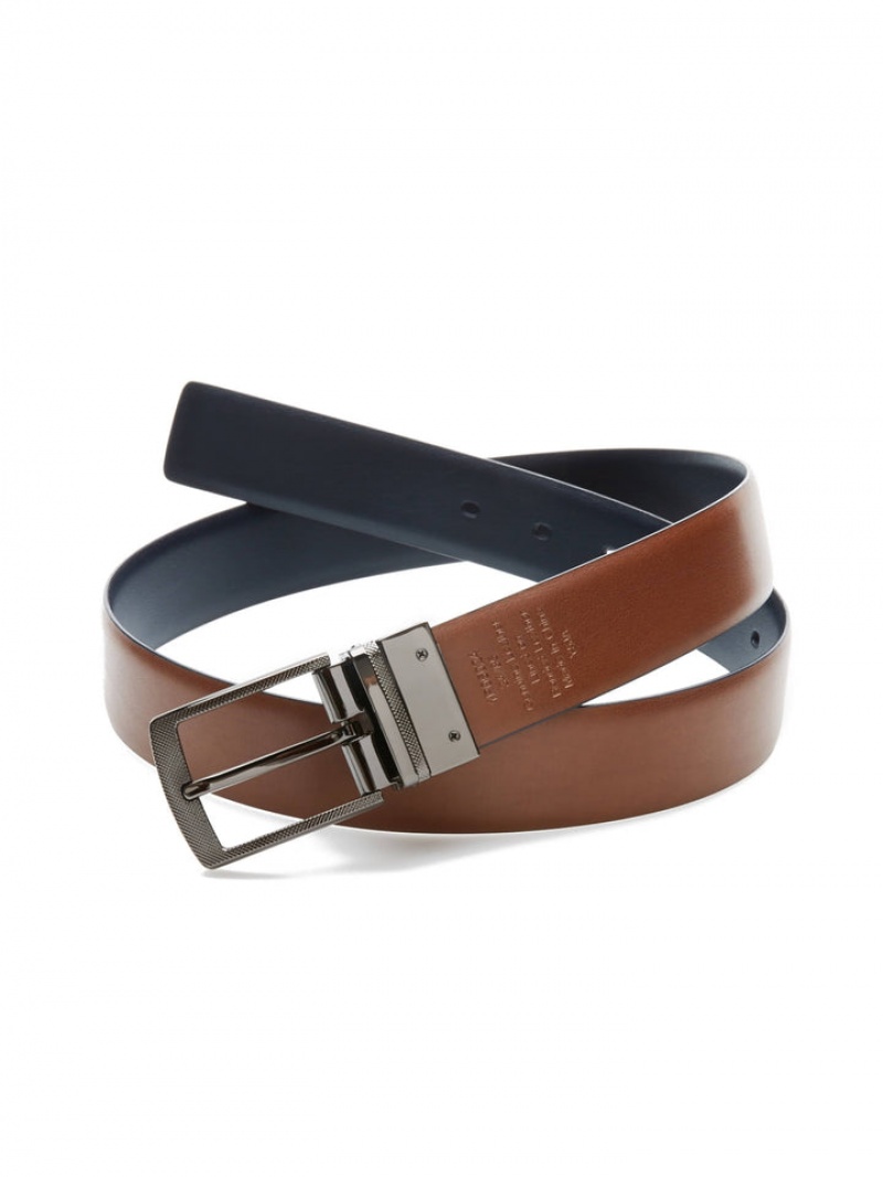 Perry Ellis Reversible Leather Belt Navy | 352FTNMRL