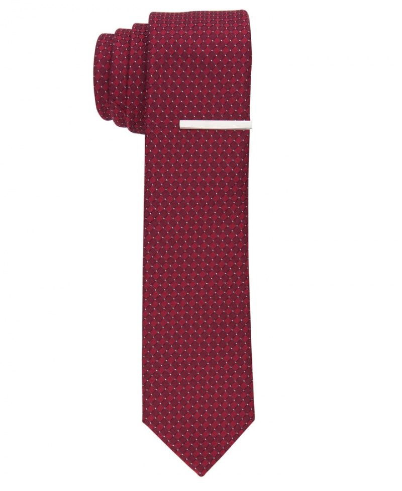 Perry Ellis Rogin Mini Tie Burgundy | 628BTHFLO