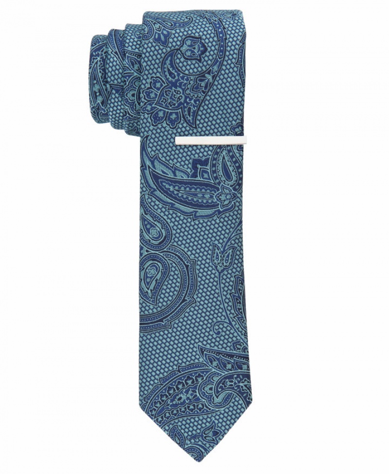 Perry Ellis Santord Paisley Tie Aqua | 530TVMFJA