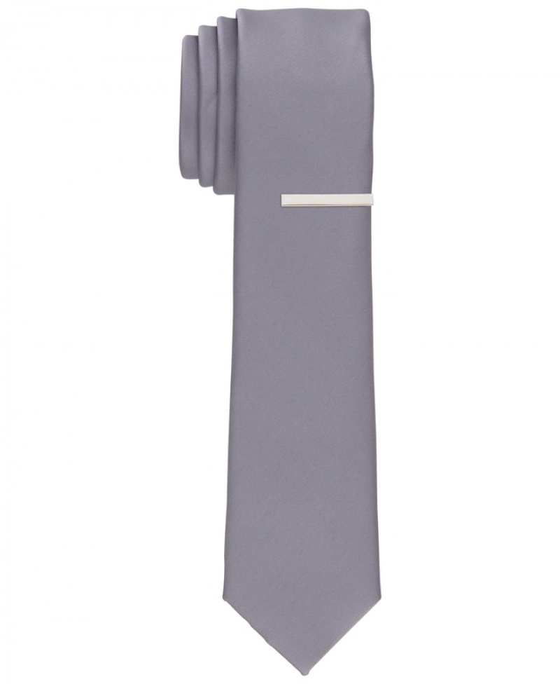 Perry Ellis Sateen Slim Tie Silver | 513FYQRGU