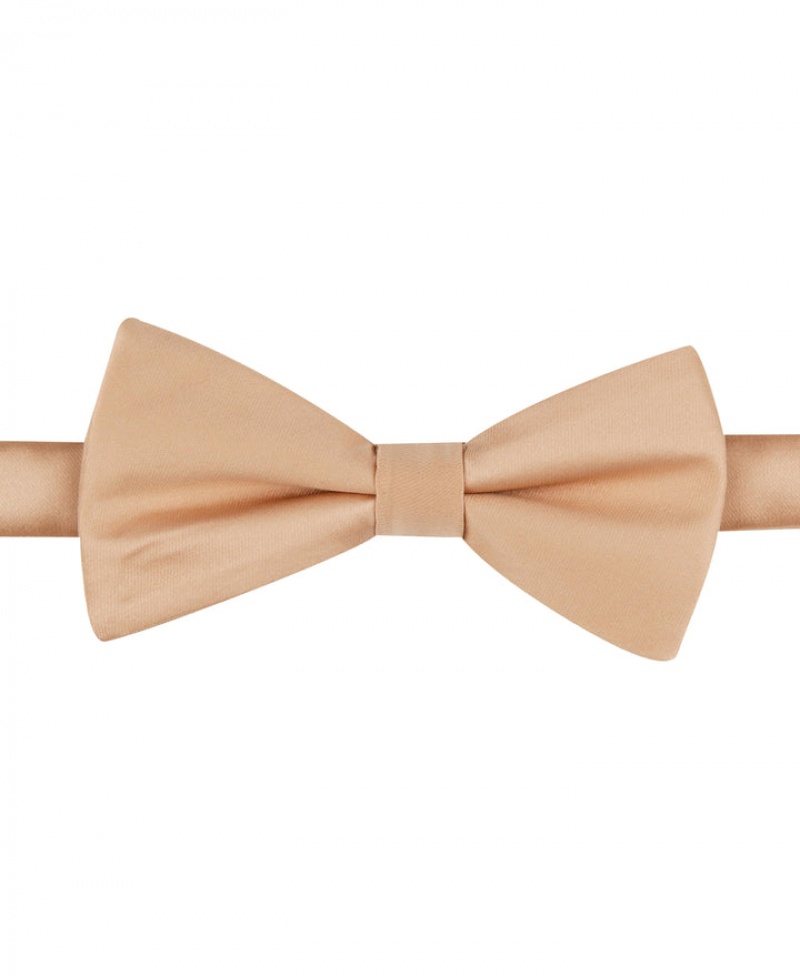 Perry Ellis Sateen Solid Bow Tie Champagne | 730TLQBMF