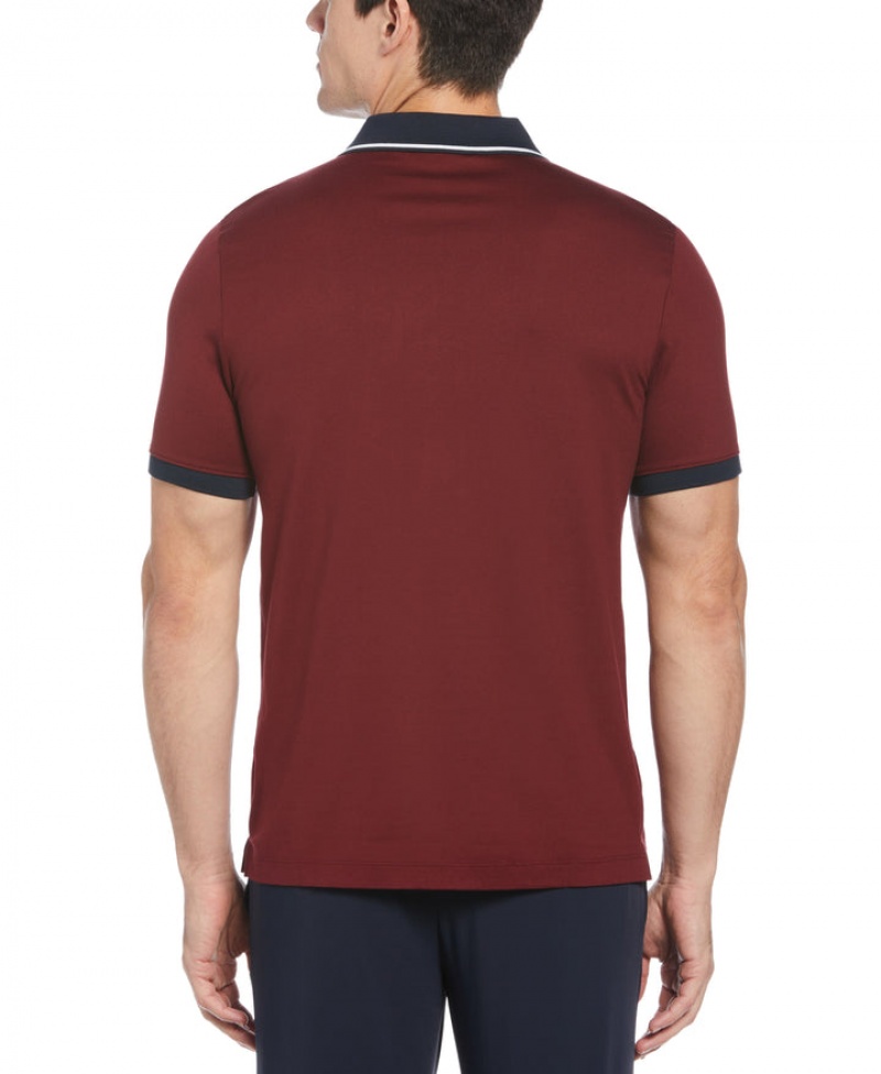 Perry Ellis Shoulder Tape Zip Polo Cabernet | 681YJKQWU