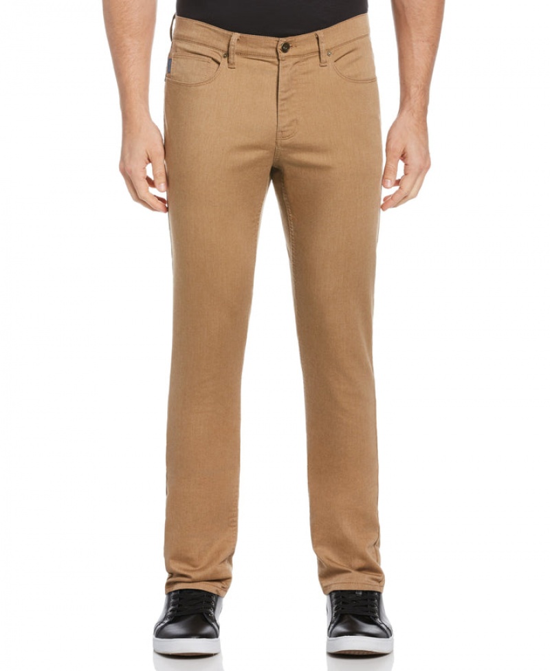 Perry Ellis Skinny Fit Anywhere Five Pocket Pant Camel Heather | 890LKHXPI