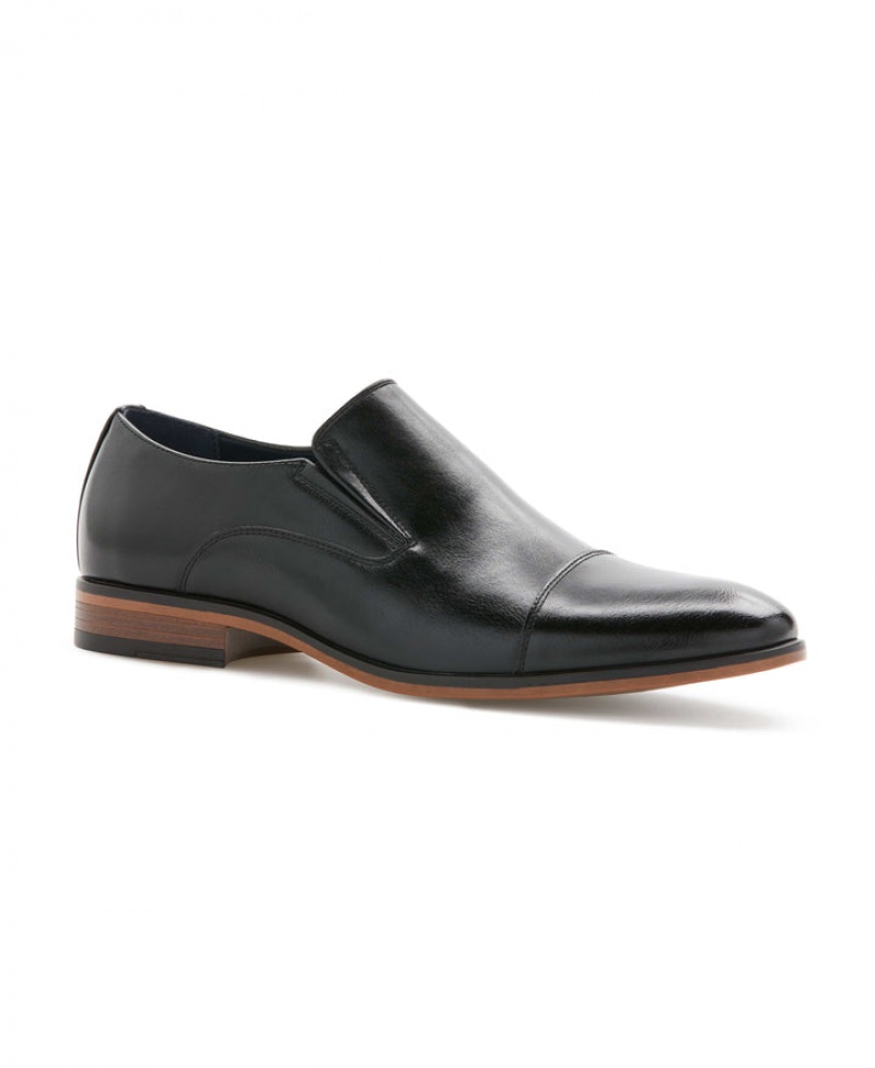 Perry Ellis Slick Cap Toe Slip-On Black | 518KTRQAC