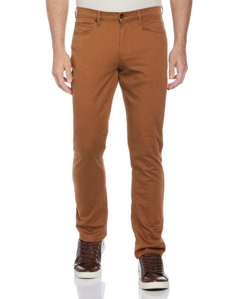 Perry Ellis Slim Fit Anywhere Five Pocket Pant Nuthatch | 756HSIBET