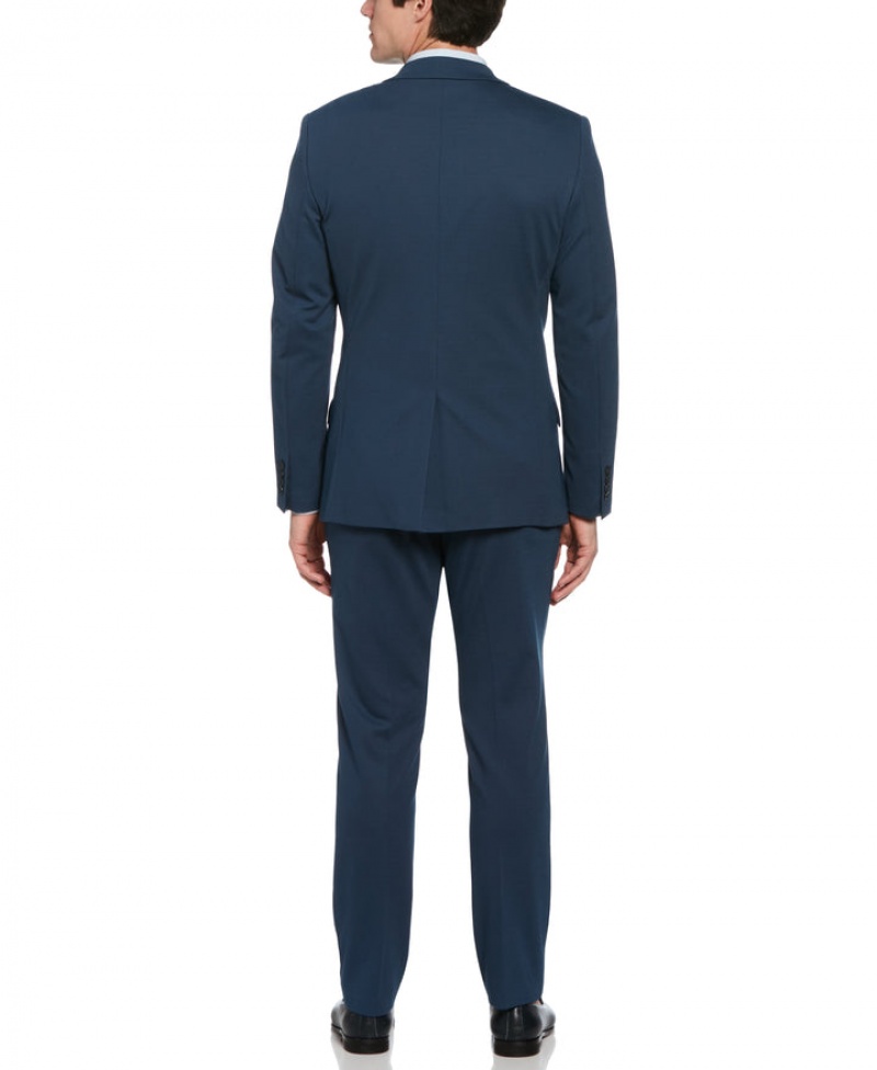 Perry Ellis Slim Fit Azure Pindot Stretch Knit Suit Azure | 814OBVXHP