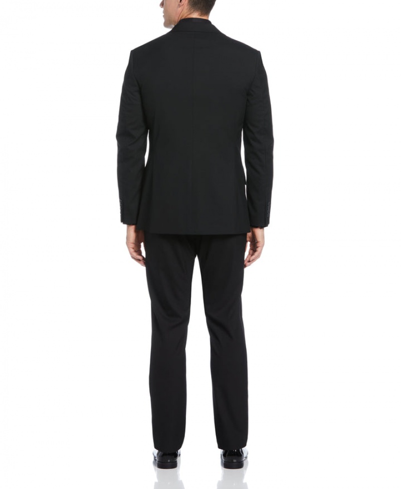 Perry Ellis Slim Fit Black Contrast Tuxedo Black | 135VJKZQA