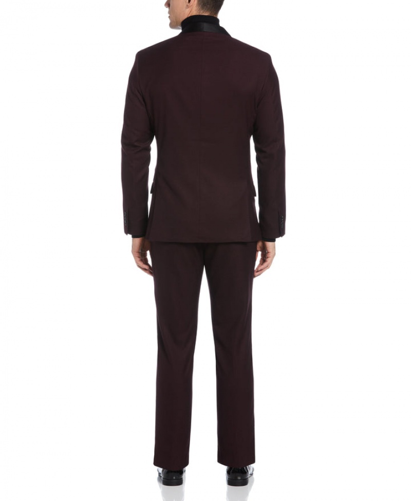 Perry Ellis Slim Fit Burgundy Textured Tuxedo Burgundy | 754JVEBMH