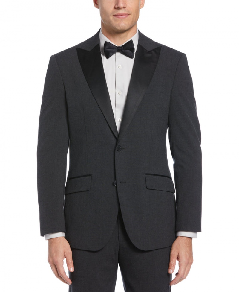 Perry Ellis Slim Fit Contrast Tuxedo Jacket Charcoal Heather | 451JYZXHU