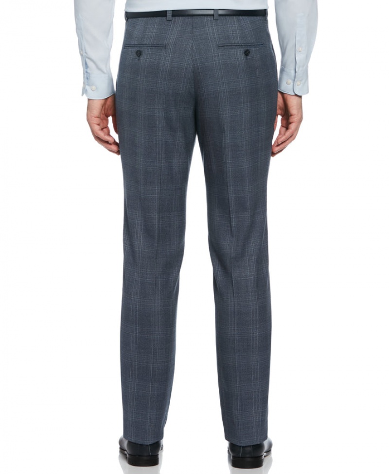 Perry Ellis Slim Fit Flat Front Textured Suit Pant Vintage Blue | 986PSOGWT