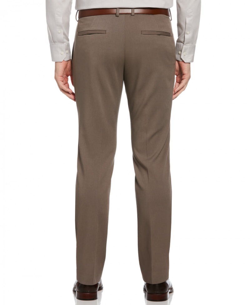 Perry Ellis Slim Fit Herringbone Flat Front Suit Pant Mushroom Grey | 913ACSNUV