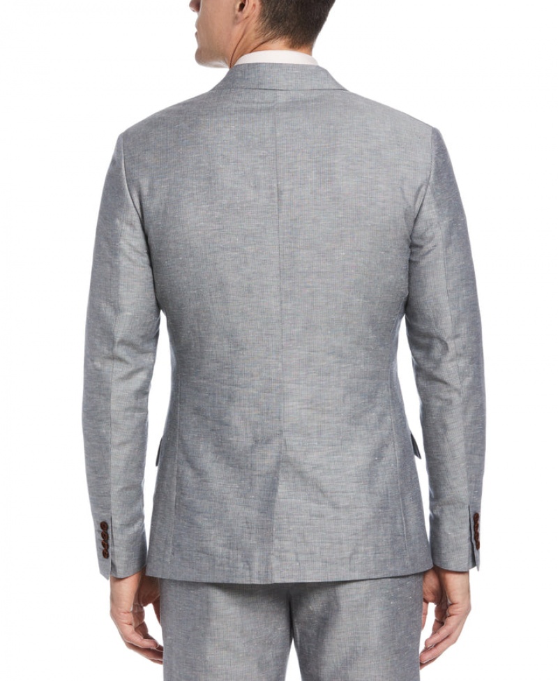 Perry Ellis Slim Fit Linen Blend Textured Suit Jacket Hazy Blue | 507UBTGFX