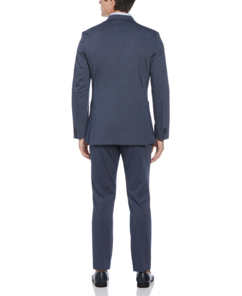 Perry Ellis Slim Fit Microgrid Knit Medium Navy Suit Navy | 263XVRMFO