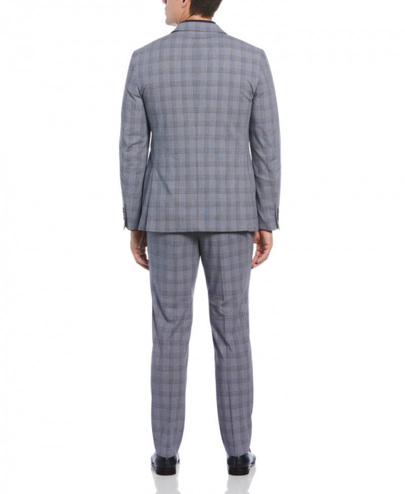 Perry Ellis Slim Fit Navy Plaid Suit Navy | 524IWDNXM