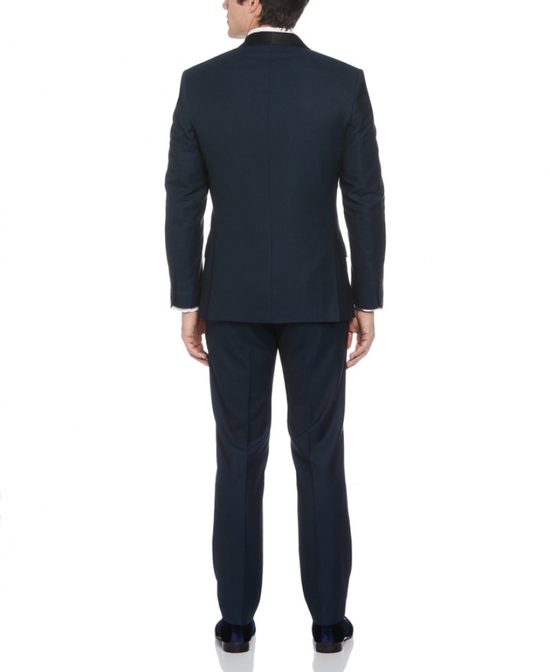 Perry Ellis Slim Fit Navy Textured Tuxedo Navy | 872BQINLM