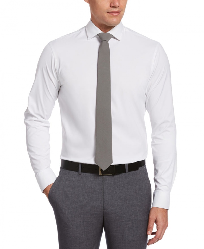 Perry Ellis Slim Fit Non-Iron Tech Dress Shirt White | 980RTEMAH