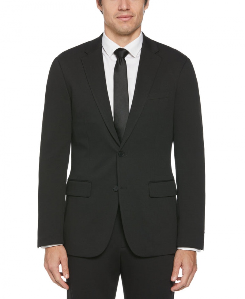 Perry Ellis Slim Fit Solid Knit Suit Jacket Black | 874NBUCTA