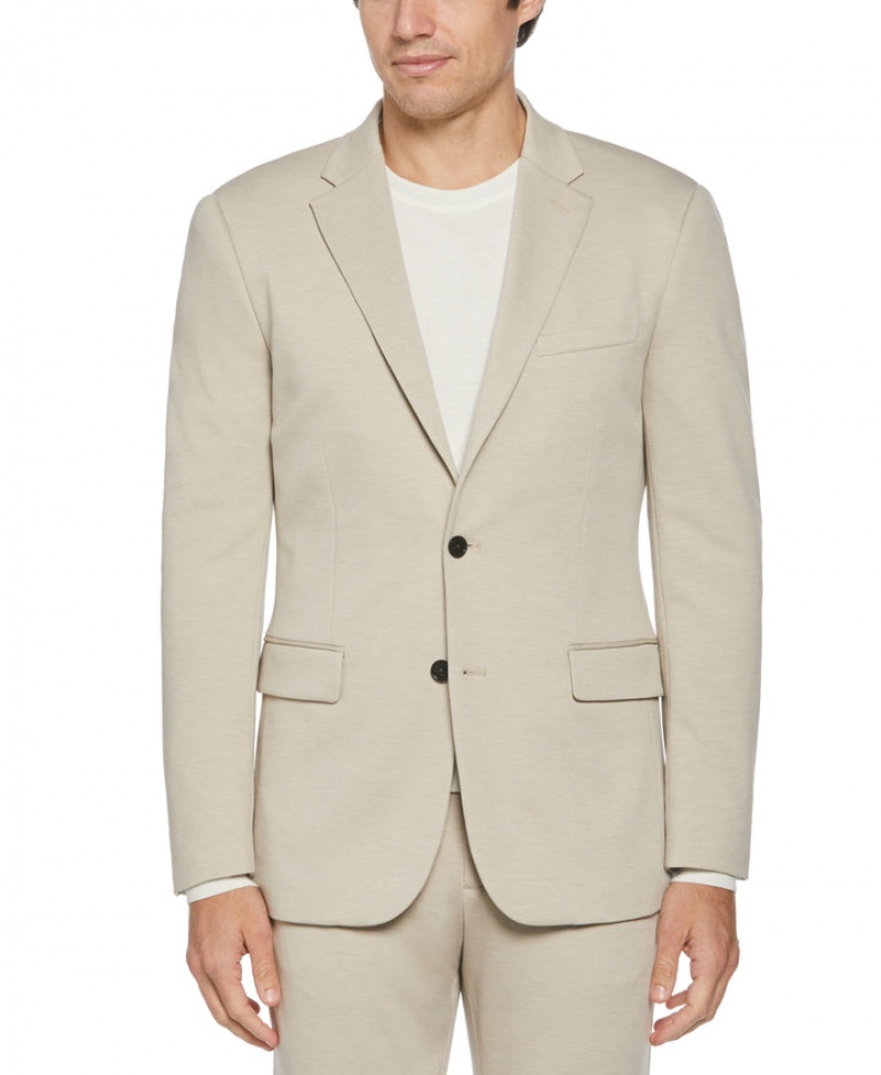 Perry Ellis Slim Fit Solid Knit Suit Jacket Light Taupe | 876UTLDBI