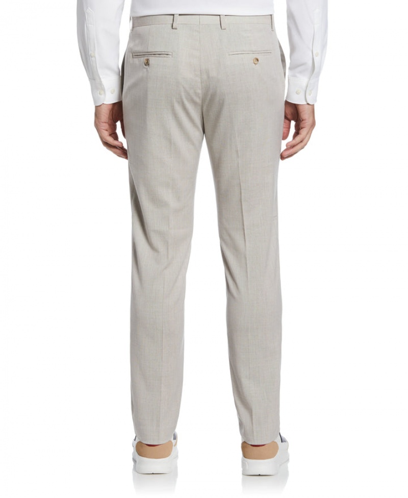 Perry Ellis Slim Fit Stretch Linen Blend Pant Natural Linen | 938PUFHJN