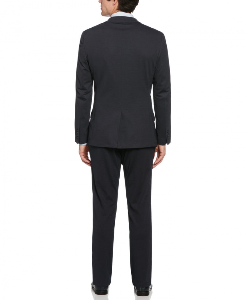 Perry Ellis Slim Fit Stretch Pindot Navy Knit Suit Navy | 832VDOMXJ