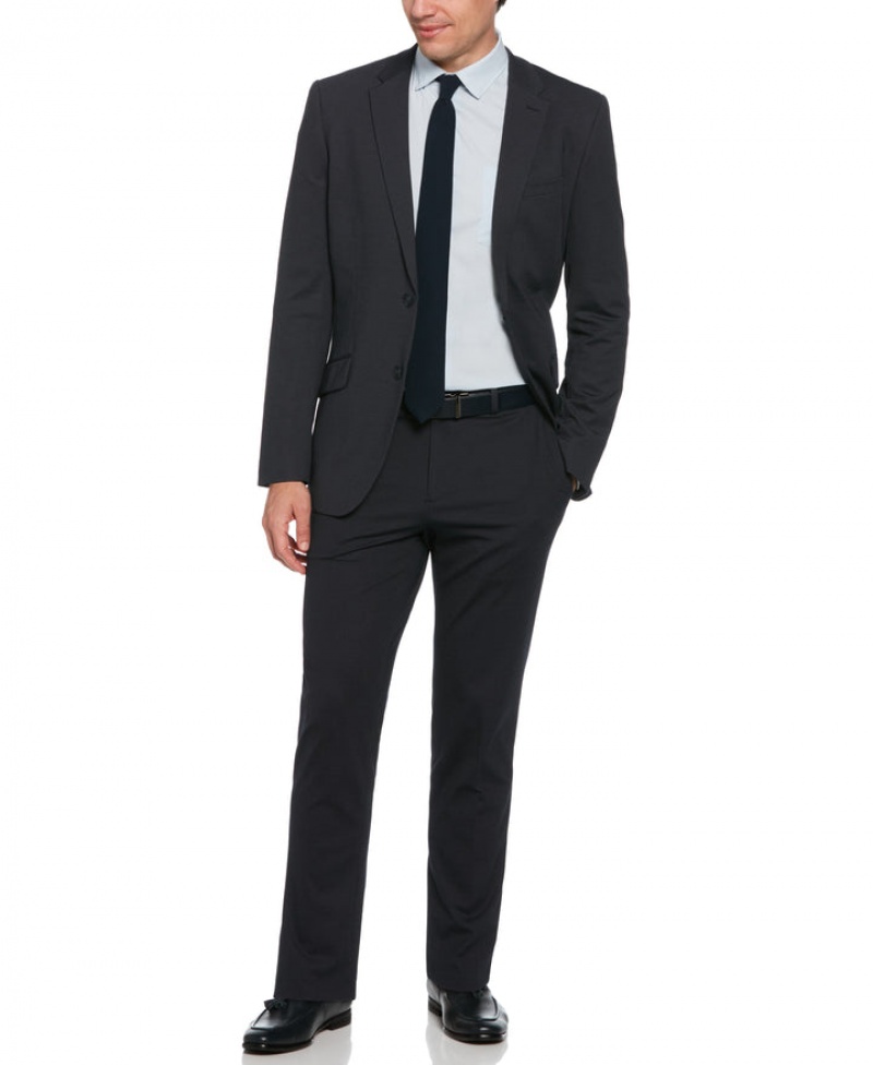 Perry Ellis Slim Fit Stretch Pindot Navy Knit Suit Navy | 832VDOMXJ