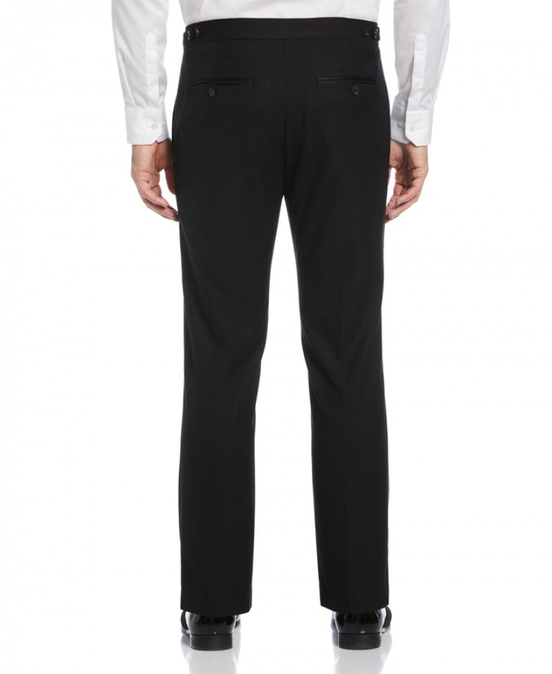 Perry Ellis Slim Fit Stretch Textured Tuxedo Pant Black | 073PDHNVQ