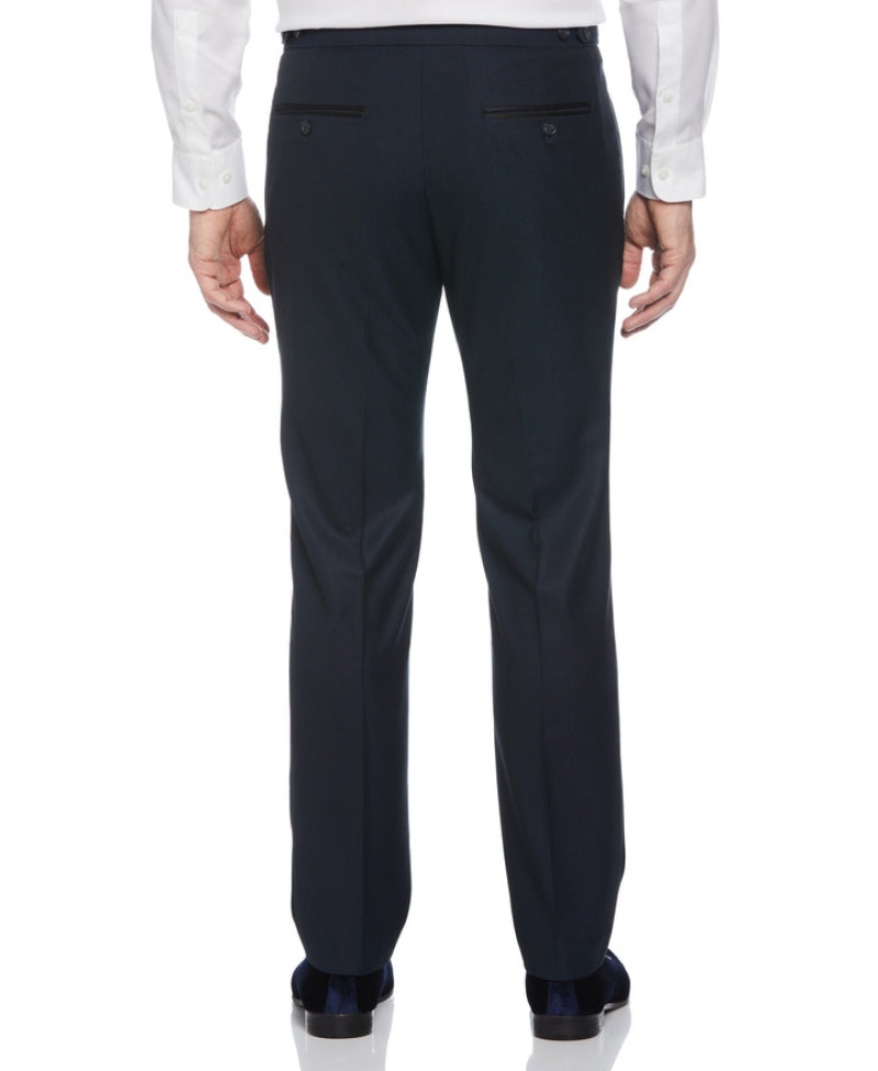 Perry Ellis Slim Fit Stretch Textured Tuxedo Pant Medium Navy | 613VLWPHX