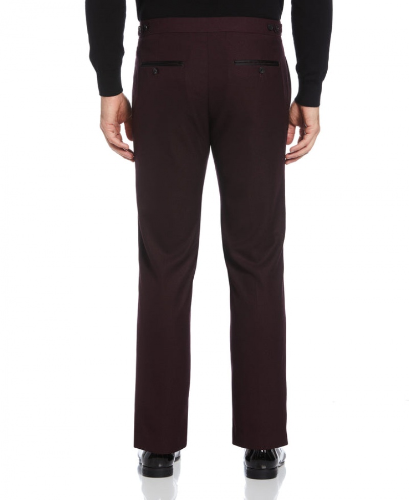 Perry Ellis Slim Fit Stretch Textured Tuxedo Pant Port | 728OWIPRK