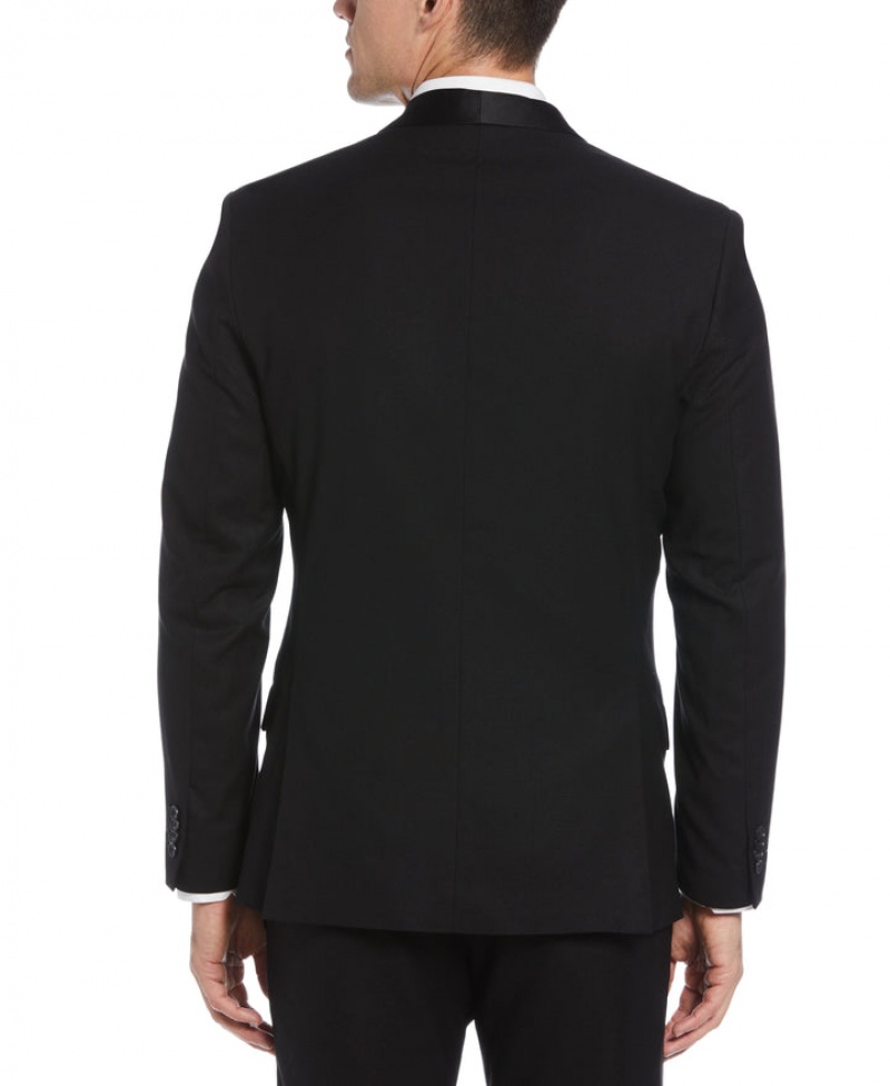 Perry Ellis Slim Fit Textured Tuxedo Jacket Black | 017FEXJOZ