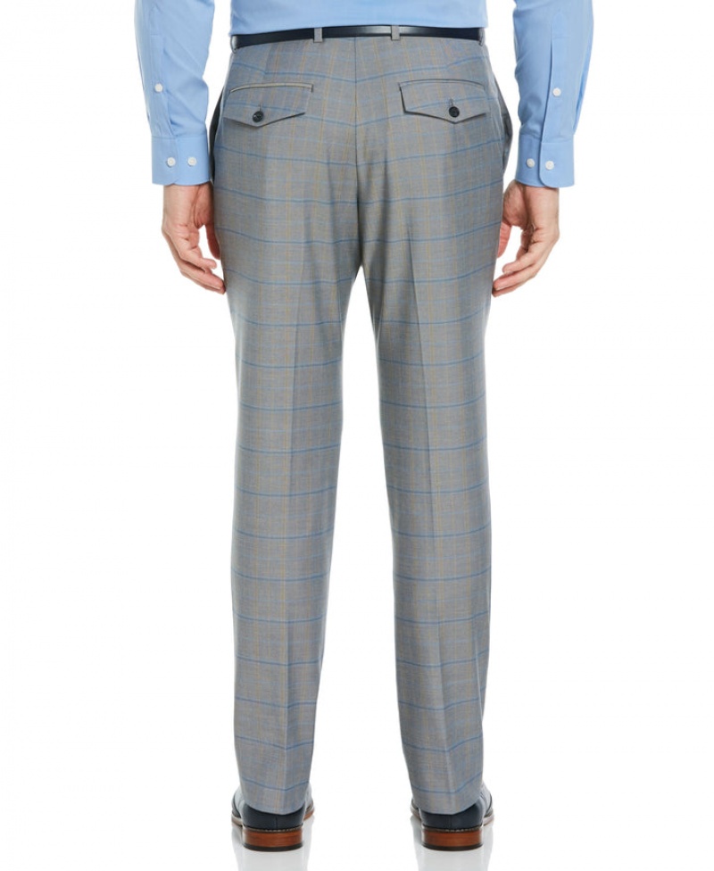 Perry Ellis Slim Fit Tonal Plaid Suit Pant Bay Blue | 678ZLBMXU