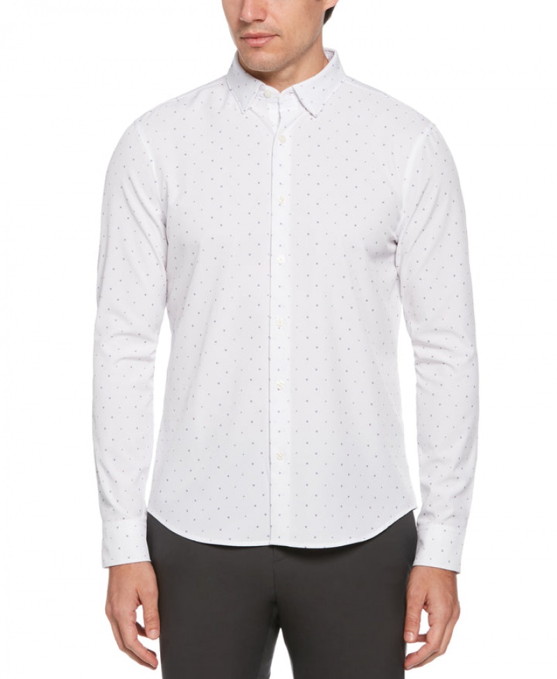 Perry Ellis Slim Fit Total Stretch Chixfoot Shirt Dusk | 420LUBVCT