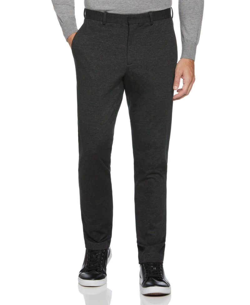 Perry Ellis Slim Fit Two Tone Smart Knit Suit Pant Charcoal | 027NSOAYW