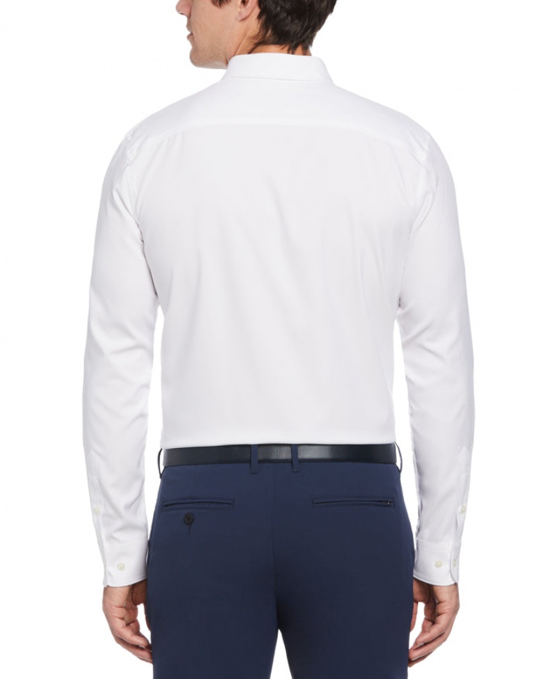 Perry Ellis Slim Fit Untucked Total Stretch Solid Shirt Bright White | 157ZMIHUE