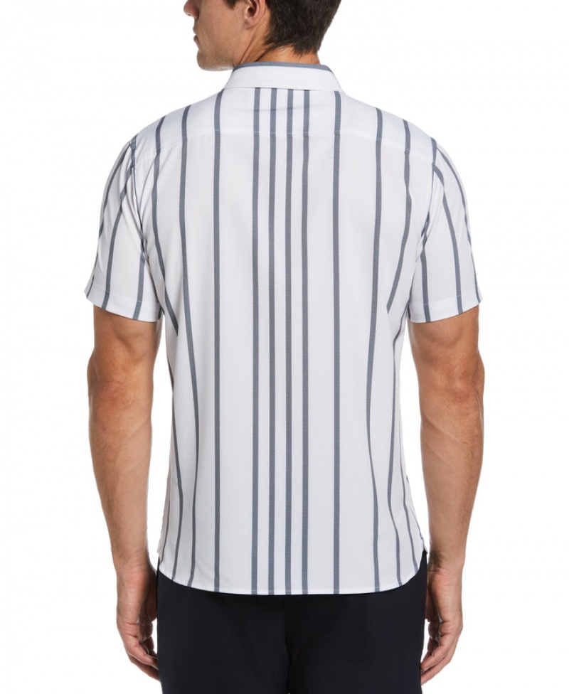 Perry Ellis Slim Fit Vertical Stripe Total Stretch Shirt Bright White | 240CKDVNB