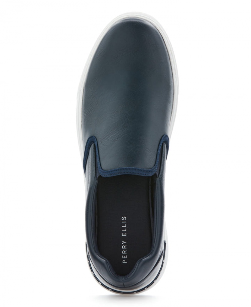 Perry Ellis Smooth Slip-On Sneakers Navy | 867BNREYM