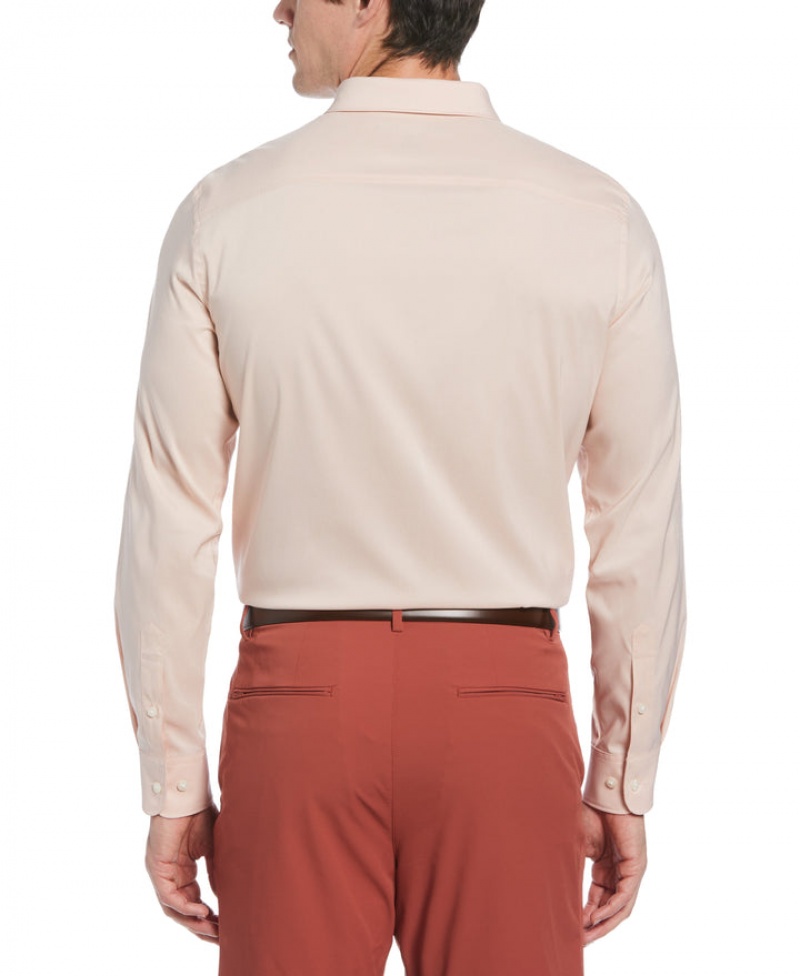 Perry Ellis Tall Total Stretch Slim Fit Heather Shirt Peach Whip | 594PLBJTS