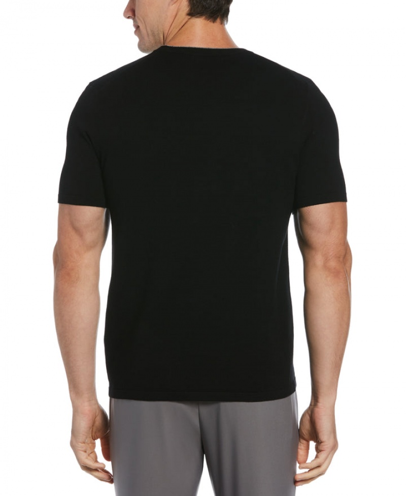 Perry Ellis Tech Knit Sweater Tee Black | 926XLOPKZ