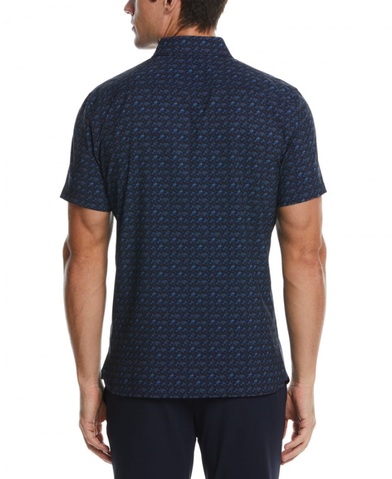 Perry Ellis Total Stretch Geo Print Shirt High Tide | 843JYZSEQ