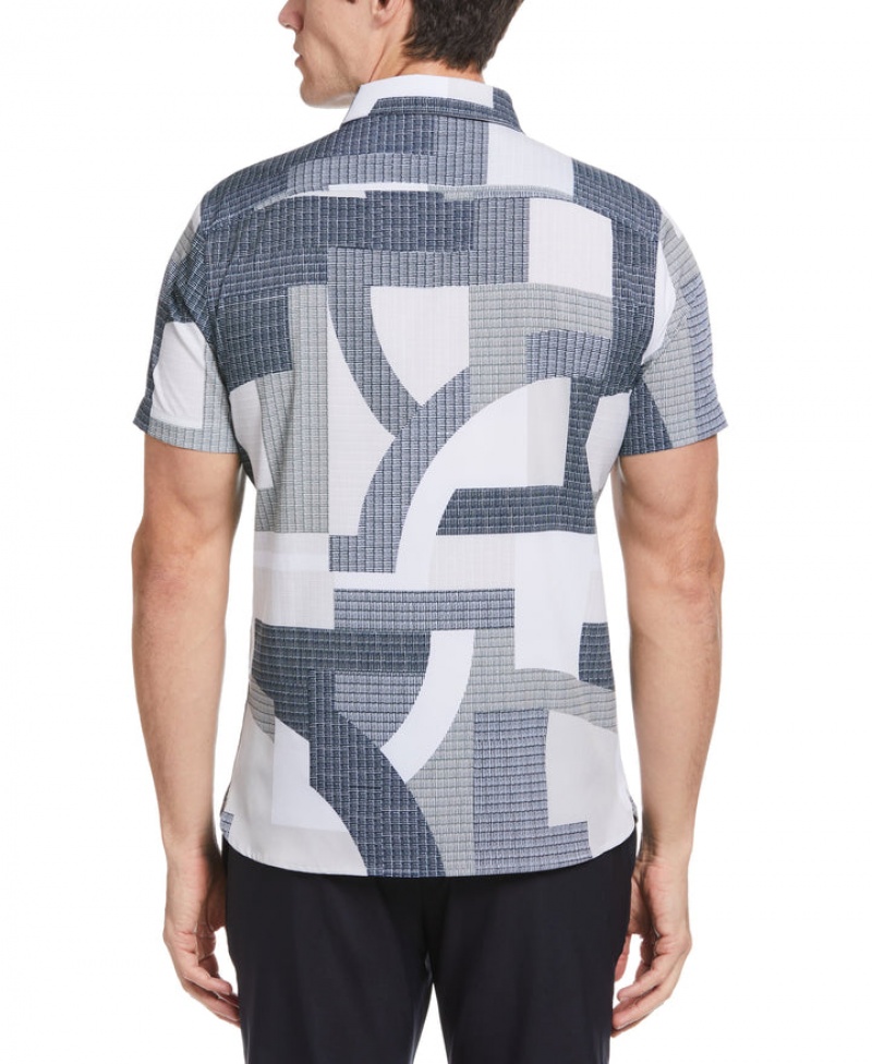 Perry Ellis Total Stretch Geometic Print Shirt Lunar Rock | 269CWVIXG