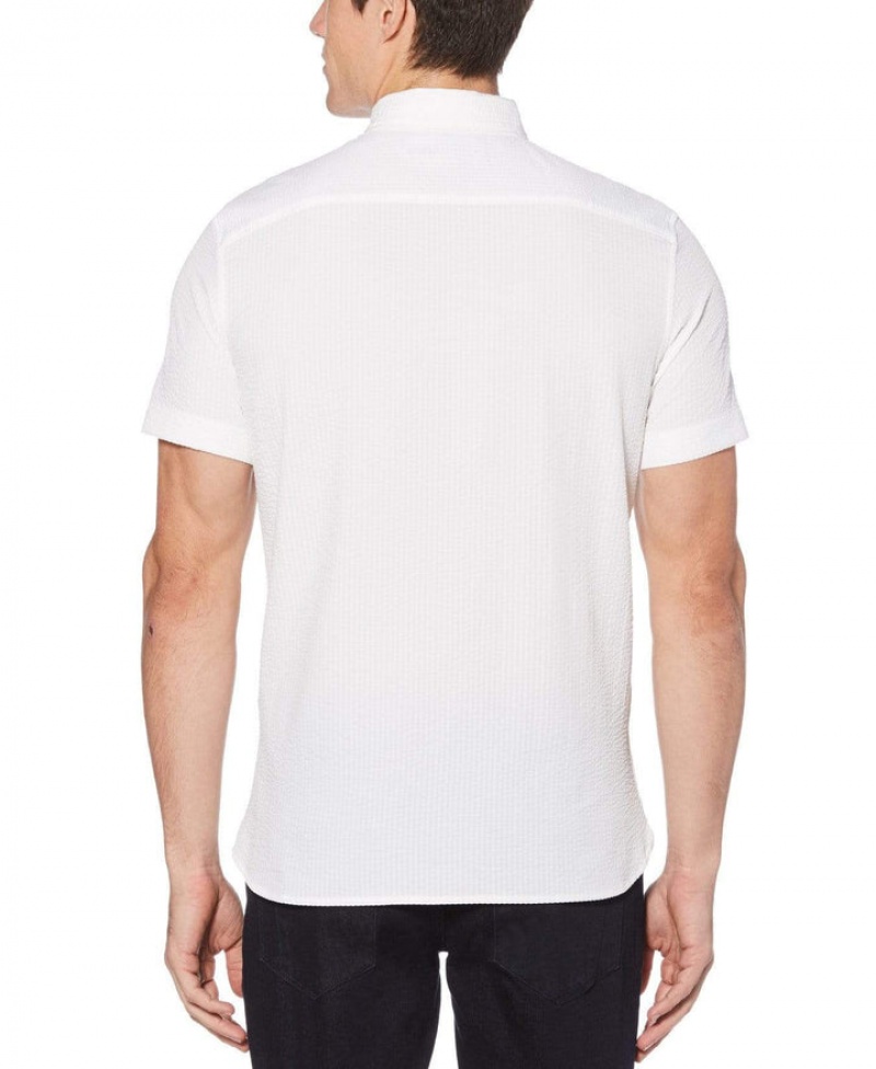 Perry Ellis Total Stretch Seersucker Stretch Shirt Bright White | 246DTMWOV