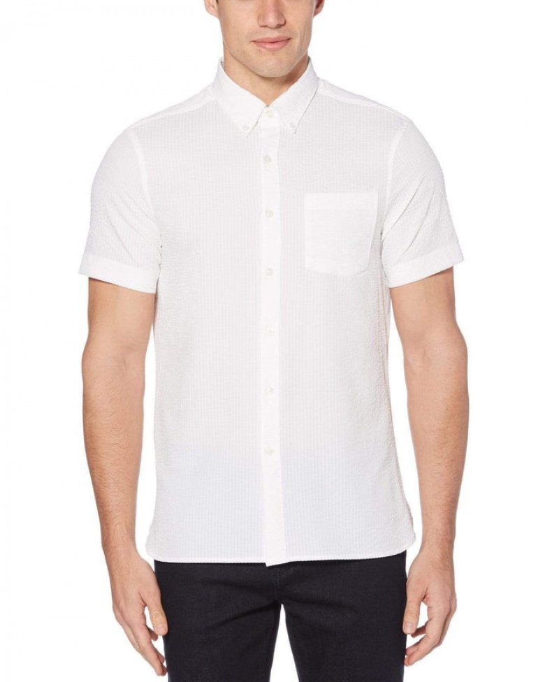 Perry Ellis Total Stretch Seersucker Stretch Shirt Bright White | 246DTMWOV