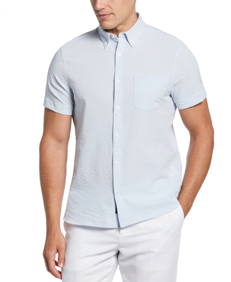 Perry Ellis Total Stretch Seersucker Stretch Shirt Heather | 527IJADZN