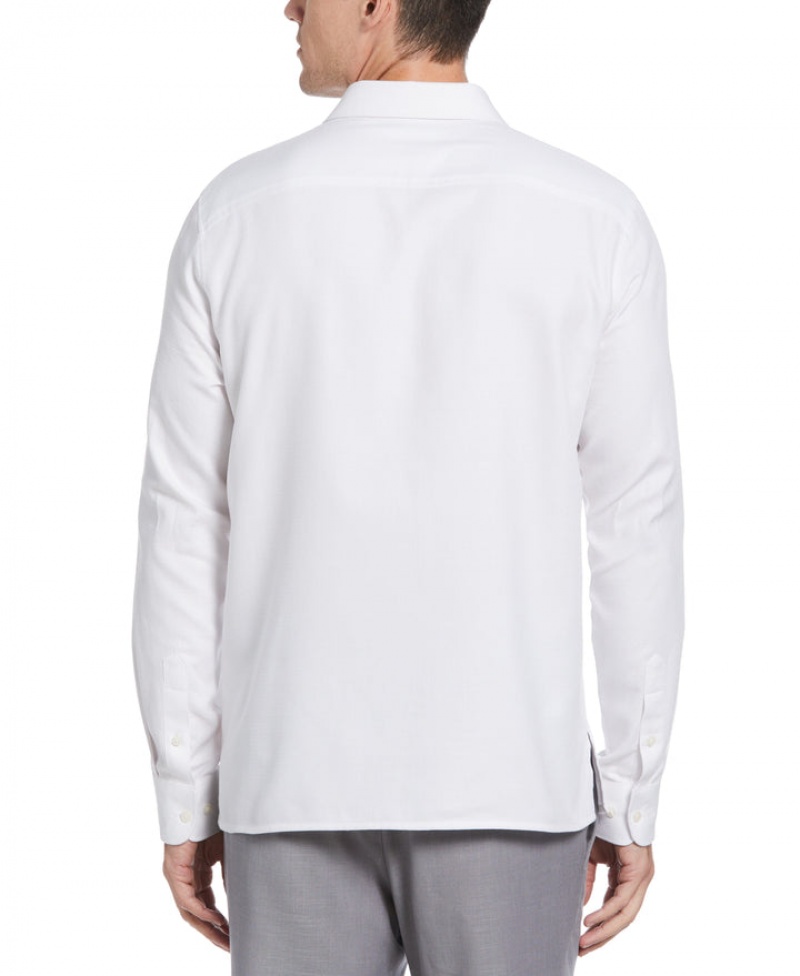 Perry Ellis Untucked Geometric Dobby Shirt Bright White | 738BASYWU