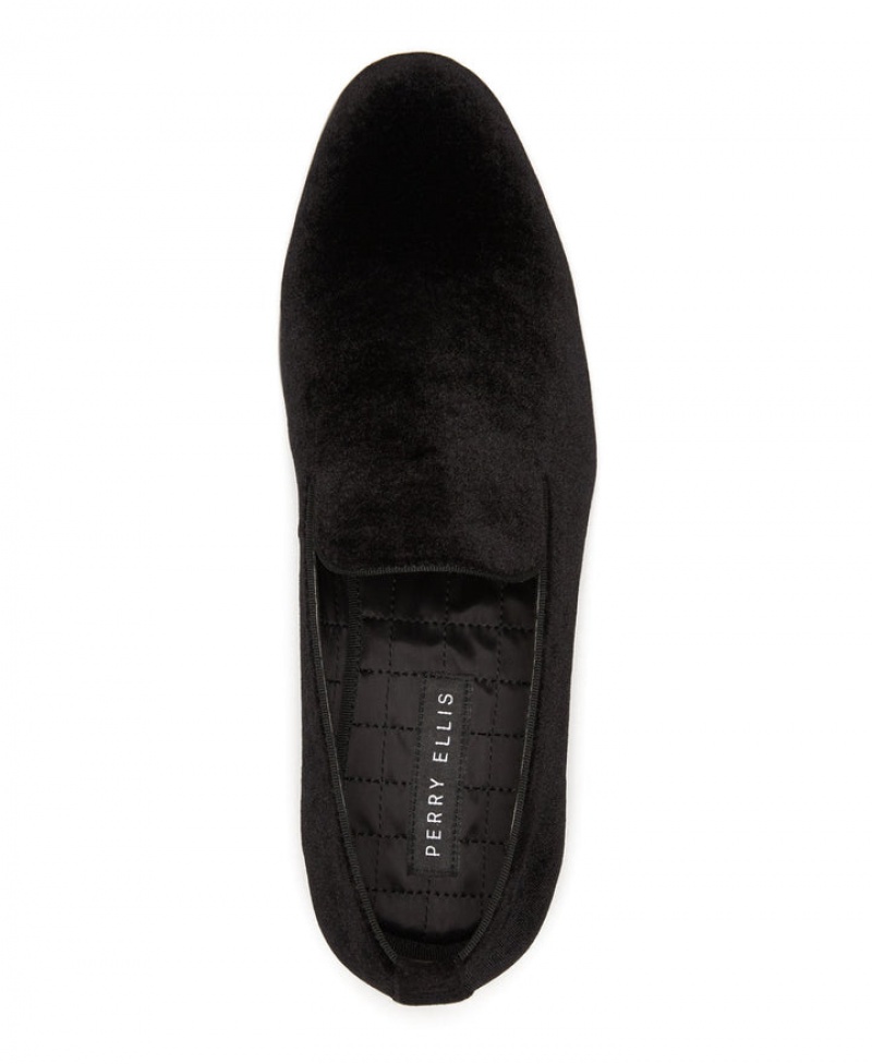 Perry Ellis Velvet Loafers Black | 086UIYVXH