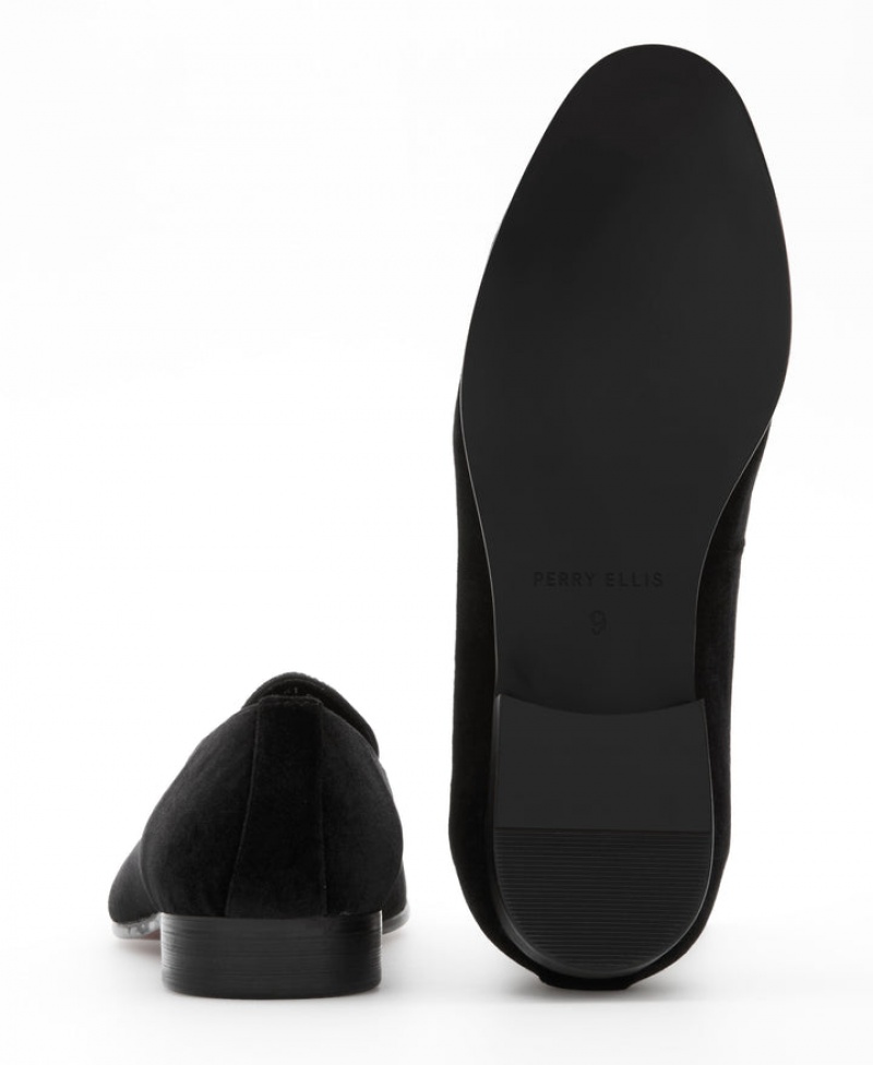 Perry Ellis Velvet Loafers Black | 086UIYVXH